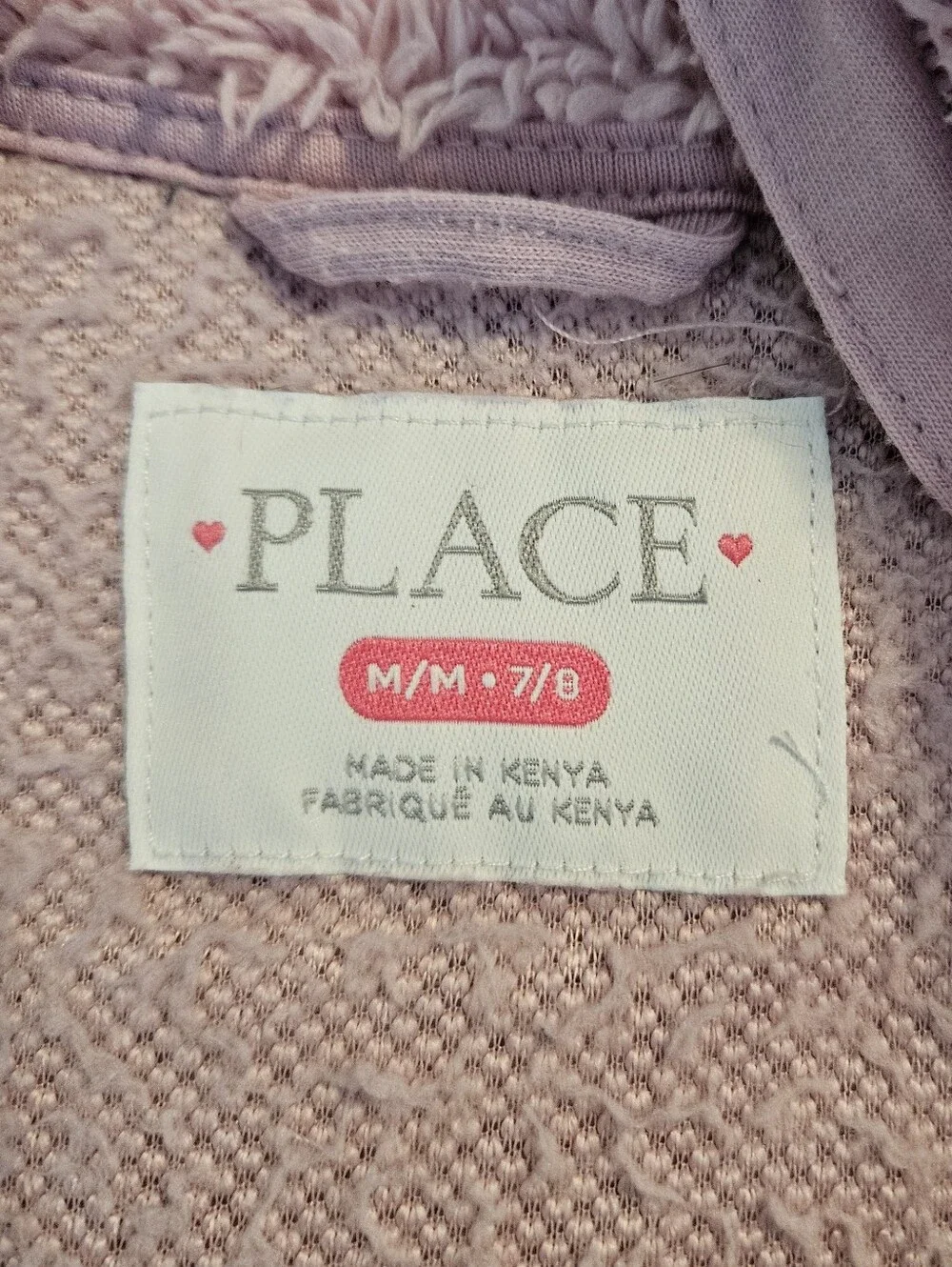 Children's Place Girls' Plush Hoodie in Mauve. Size 7/8.